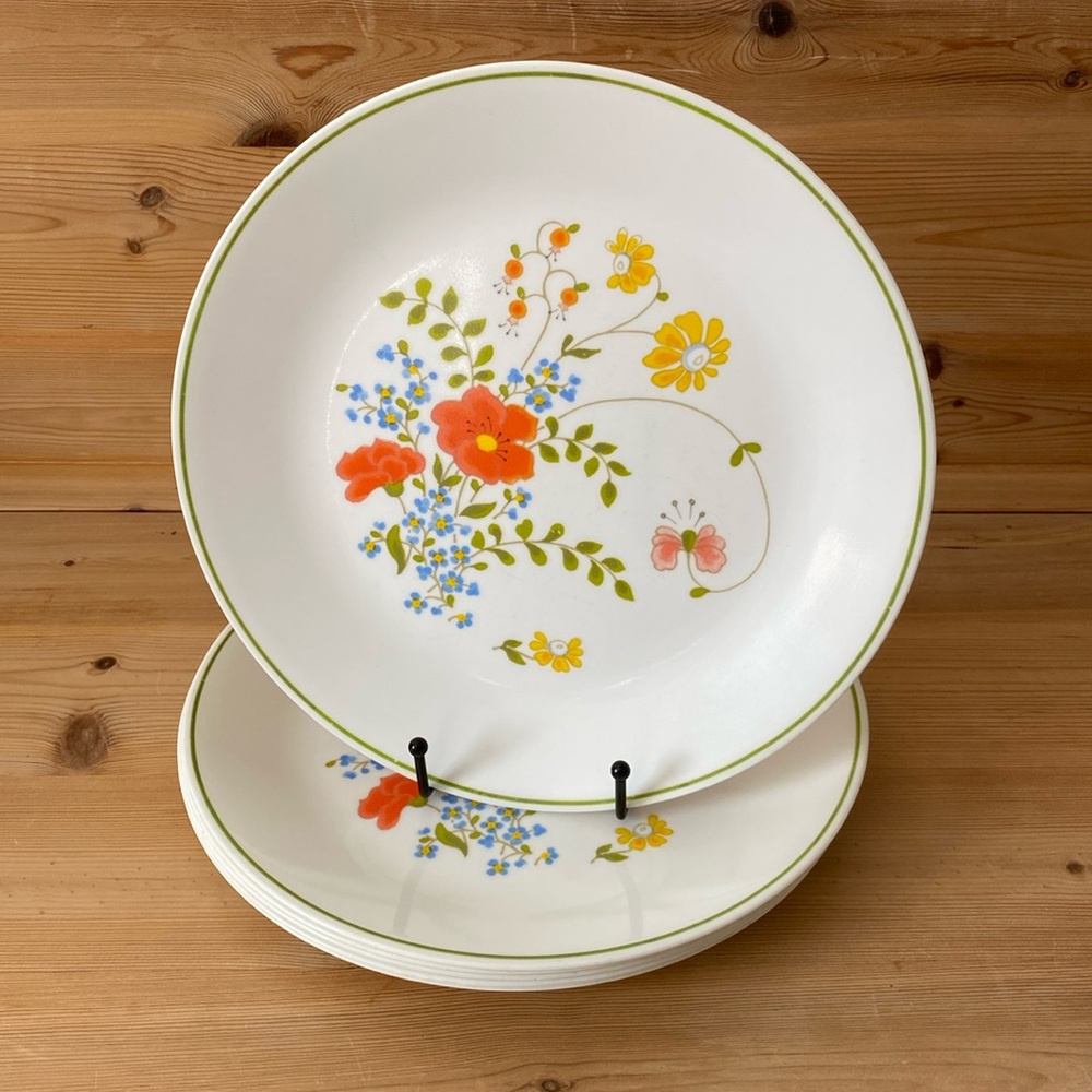 Set of 6 Wildflower Corelle by Corning dinner plates